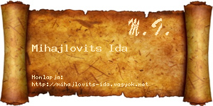 Mihajlovits Ida névjegykártya